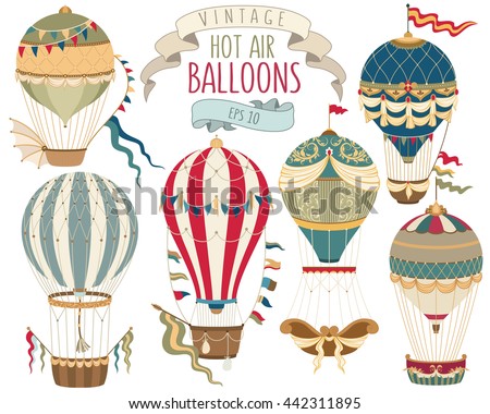 Vintage Hot Air Balloons Vector