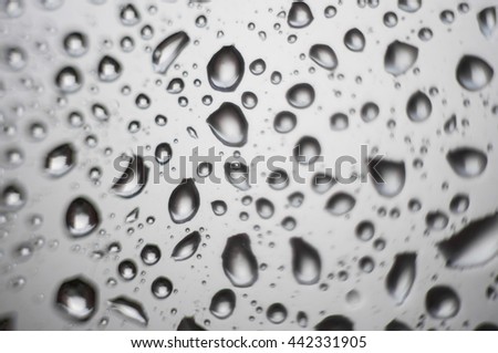 Water droplets on glass close up