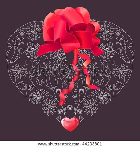 Floral heart with bow
