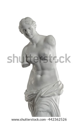 plaster sculpture of Venus on a white background, gypsum