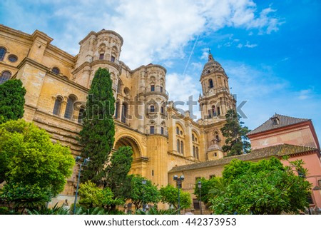 Old and beautiful architecture of Malaga cathedral in Spain