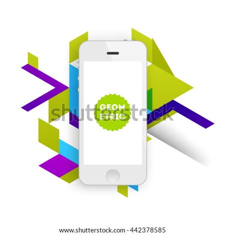 Geometric Vector Background. Triangles Pattern for Business Presentations, Application Cover and Web Site Design. Mobile Phone Icon