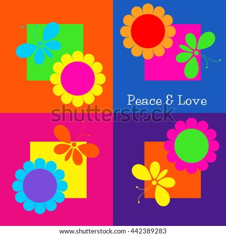 Butterflies and Flowers Design - Peace & Love