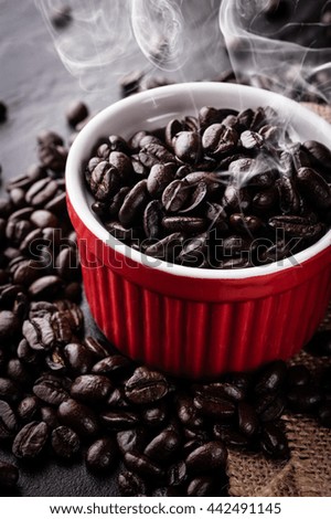 Coffee beans on black table