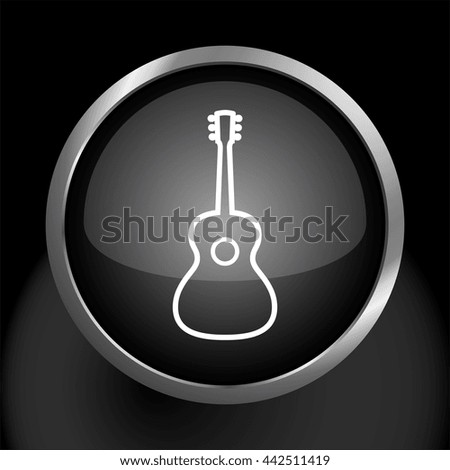 Acoustic Guitar Icon Glossy Glass Icon. Raster Version