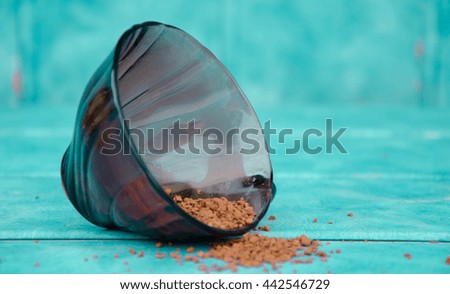 coffee beans on wooden sacking background