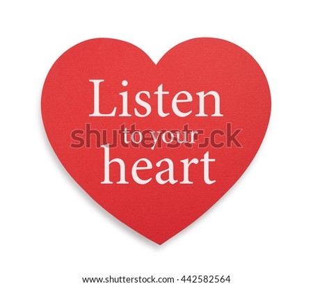 paper red heart isolated on white. text slogan, element for design
