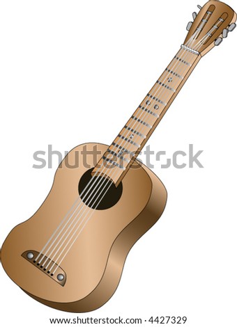 Classic acoustic guitar with silver strings  vector
