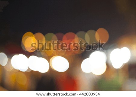 Night light bokeh on street market, Thailand