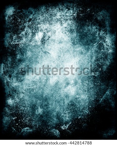 Blue grunge abstract texture background with faded central area for your text or picture, scratched background with frame