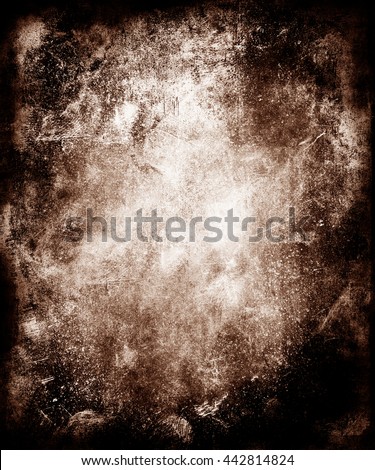 Brown grunge abstract texture background with faded central area for your text or picture, scratched background with frame