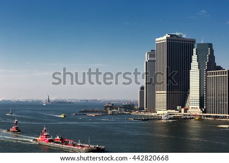 A barge on the East River, New York City.