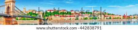 Panoramic view to one of the most beautiful cities in Europe- Budapest, side Buda city. Budapest, Hungary. Royalty-Free Stock Photo #442838791