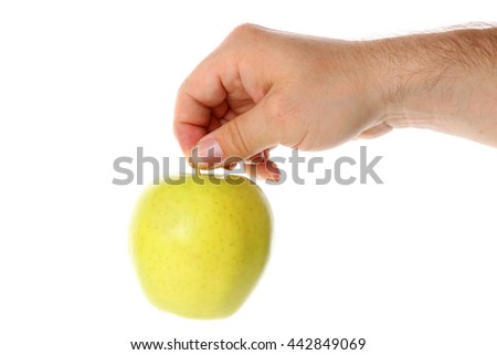 apple with hand