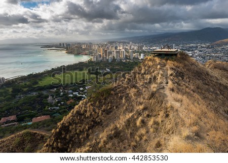 Beautiful top view of Honolulu from Diamond Head, Hawaii