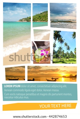 Travel collage. Can be used for cover design, brochures, flyers. With space for text Royalty-Free Stock Photo #442874653