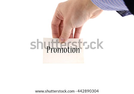 Promotion account text concept isolated over white background
