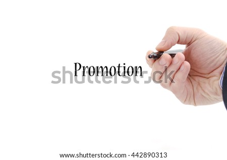 Promotion account text concept isolated over white background
