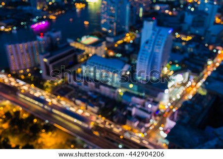 Aerial view city blurred lights night view, abstract background