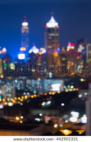 Abstract blurred lights city office building night view