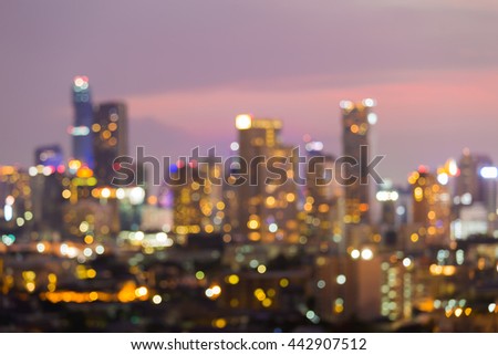 Night blurred lights city downtown, abstract background