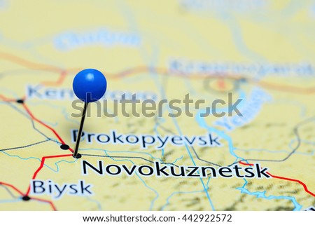 Novokuznetsk pinned on a map of Russia
