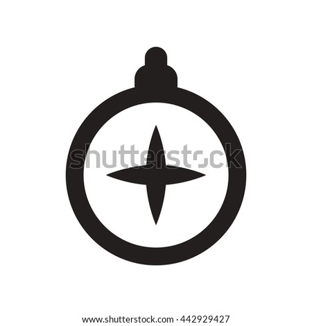 flat icon in black and white  style tourist compass 