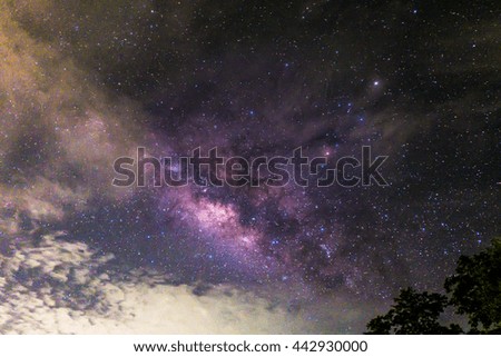 Milky Way and cloudy sky vision blurred.