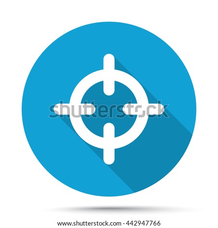 White Scope icon on blue button isolated on white