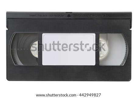Large picture of an old Video Cassette tape on white background Royalty-Free Stock Photo #442949827