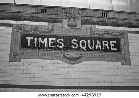 photo of times square sign on entrance to subway