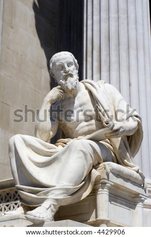 Vienna - The philosopher statue in front of the Parliament building in winter - Herodotus Royalty-Free Stock Photo #4429906
