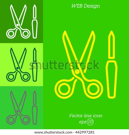 Web line icon. Scissors and nail file