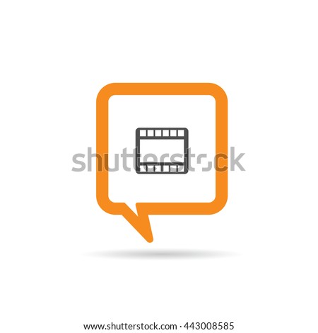 square orange speech bubble with film tape one icon illustration
