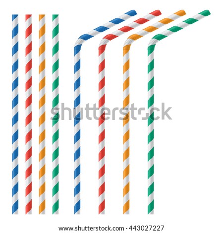 Straw for beverage colorful vector illustration isolated on a white background Royalty-Free Stock Photo #443027227