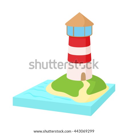 Lighthouse icon in cartoon style on a white background
