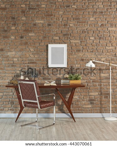 mockup work desk with masculine office work table 