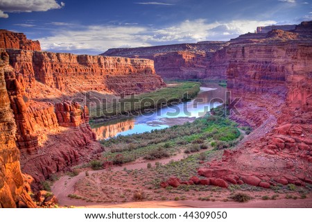 The Colorado River that runs through Canyonlands National Park is located near the city of Moab, Utah.  Processed using HDR. Royalty-Free Stock Photo #44309050