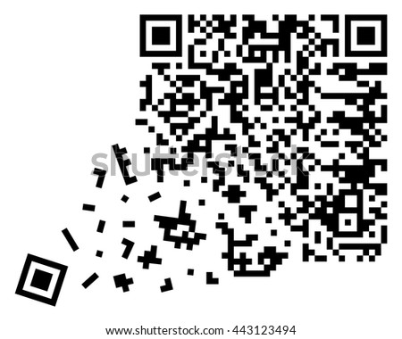 vector broken qr code, qr code containing important information Royalty-Free Stock Photo #443123494