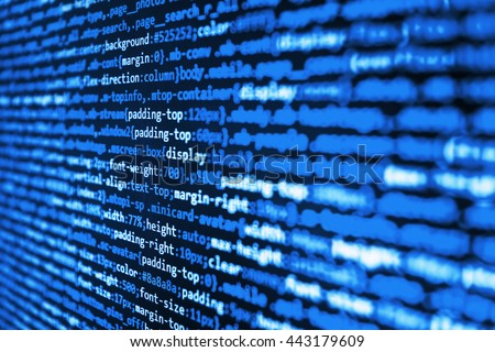 Website development. Software development.  Website codes on computer monitor. Developer working on software codes in office. Abstract screen of software. Programmer developer screen. 

