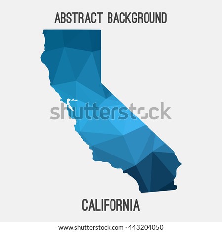California map in geometric polygonal,mosaic style.Abstract tessellation,modern design background. Vector illustration EPS8