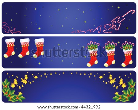 This is a set of Christmas decorations: the flying candy, socks, branches and the stars.