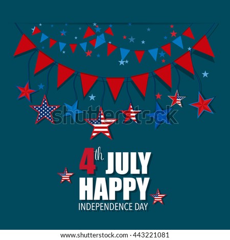 Happy independence day card, 4th of July, Vector abstract background.