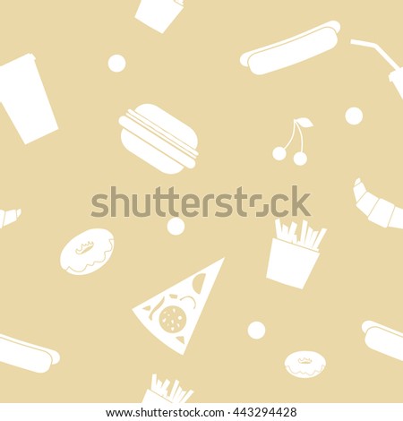 Fast food flat style seamless pattern. Vector background for your design.