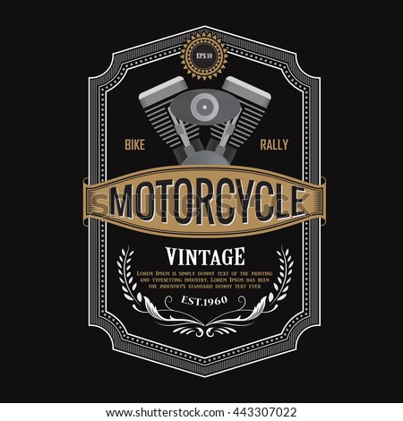 antique label design Motorcycle engine banner typography vector illustration