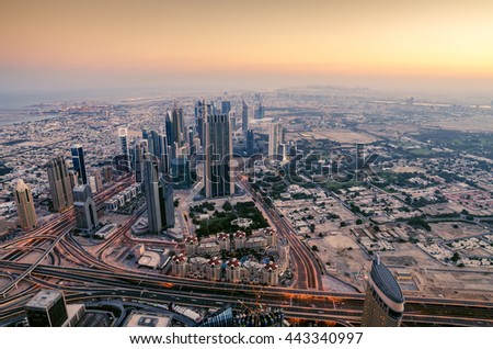 Dubai, United Arab Emirates: Downtown in the sunrise