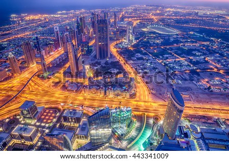 Dubai, United Arab Emirates: Downtown in the sunrise