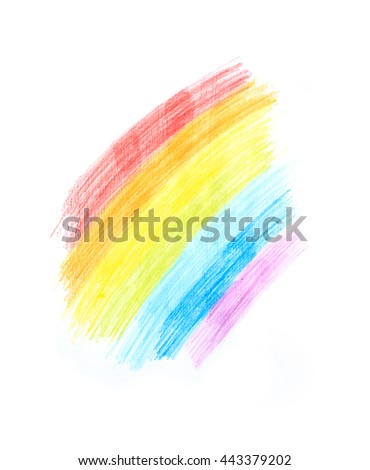 rainbow stroke pencil drawing sketch abstract art on white paper.