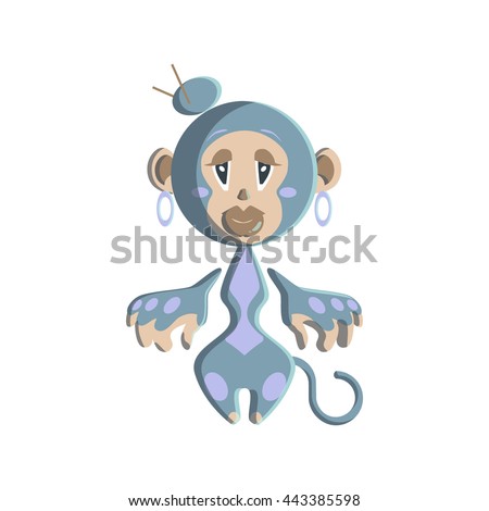 Funny cartoon character Monkey girl / blue