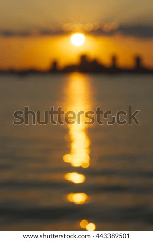 City sunset over lake Ontario soft focus
